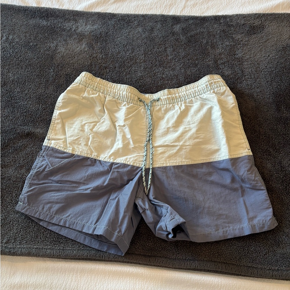 Goodfellow & Co Cream and Blue Two-Tone Swim Trunks